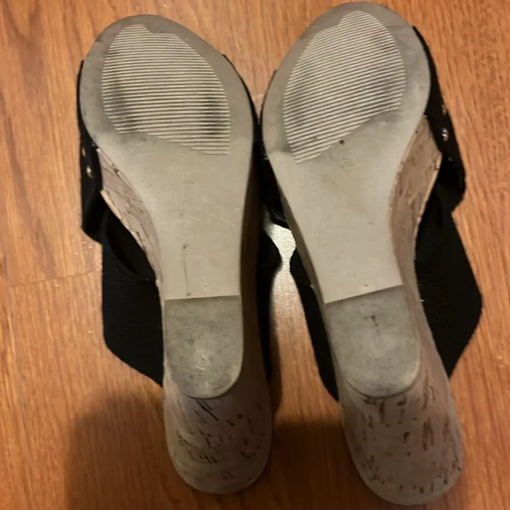Steve Madden Black Cork Wedge Sandals